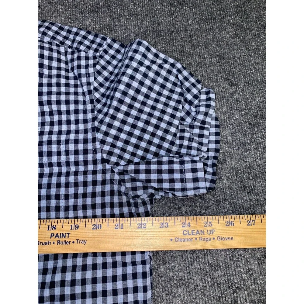 Banana Republic Shirt Men Large Black Gingham Soft Wash Standard Fit Button Down